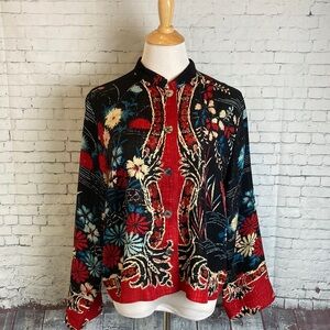 Citron Santa Monica Silk Jacket XL Patchwork Kimono Light Layering Lagenlook